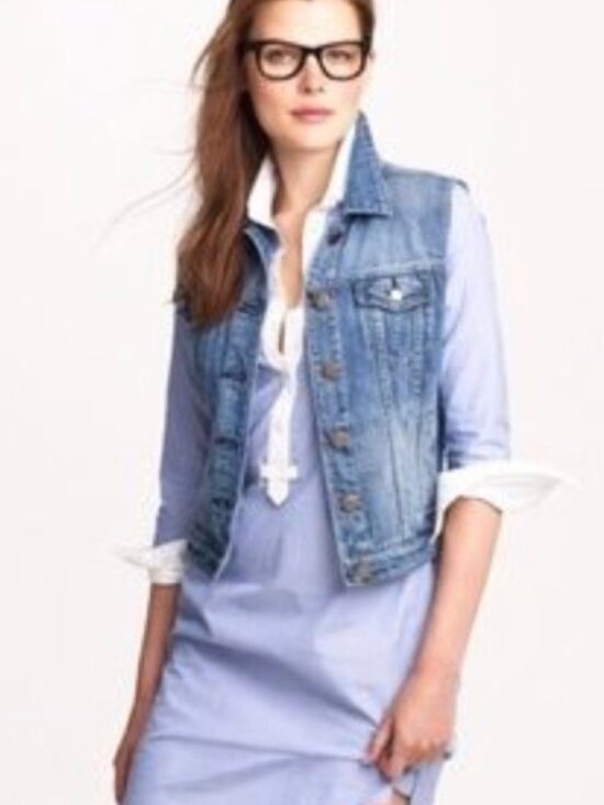 J. Crew Jackets & Blazers - J.Crew Denim Vest Stone Wash Light Blue